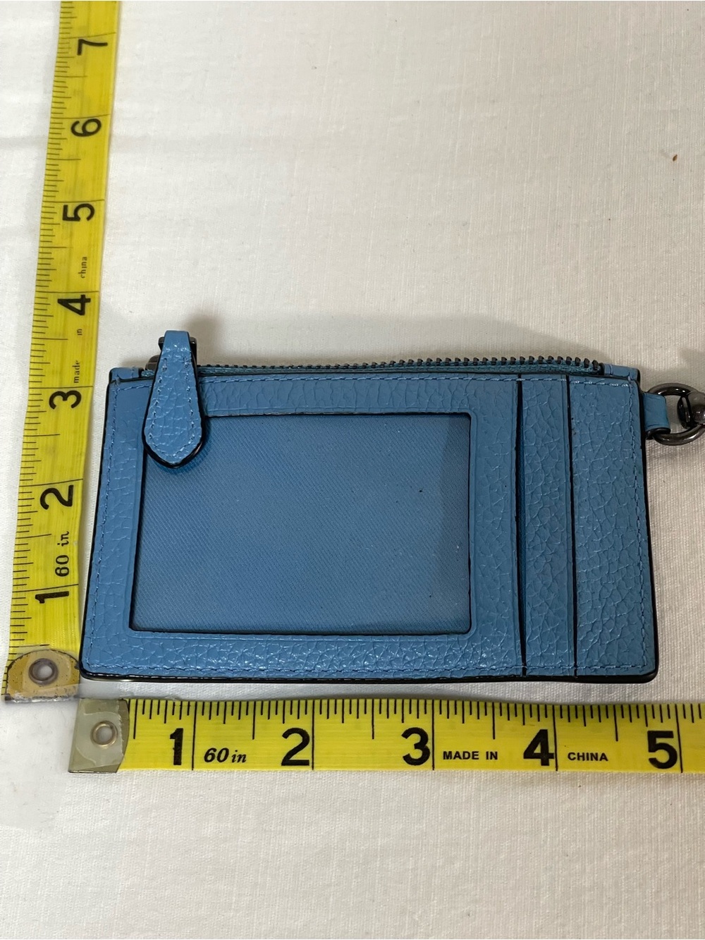Coach Blue Leather Lanyard Card ID Case with Embossed Logo - Picture 3 of 15